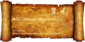 Nádassy Absolon névjegykártya